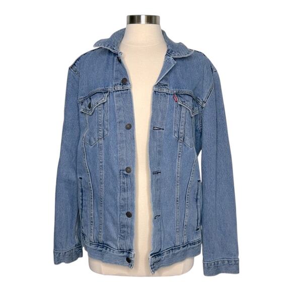 Levi’s Denim Trucker Jean Jacket Light Wash Button Up Cotton Classic Sz Large - Picture 1 of 12